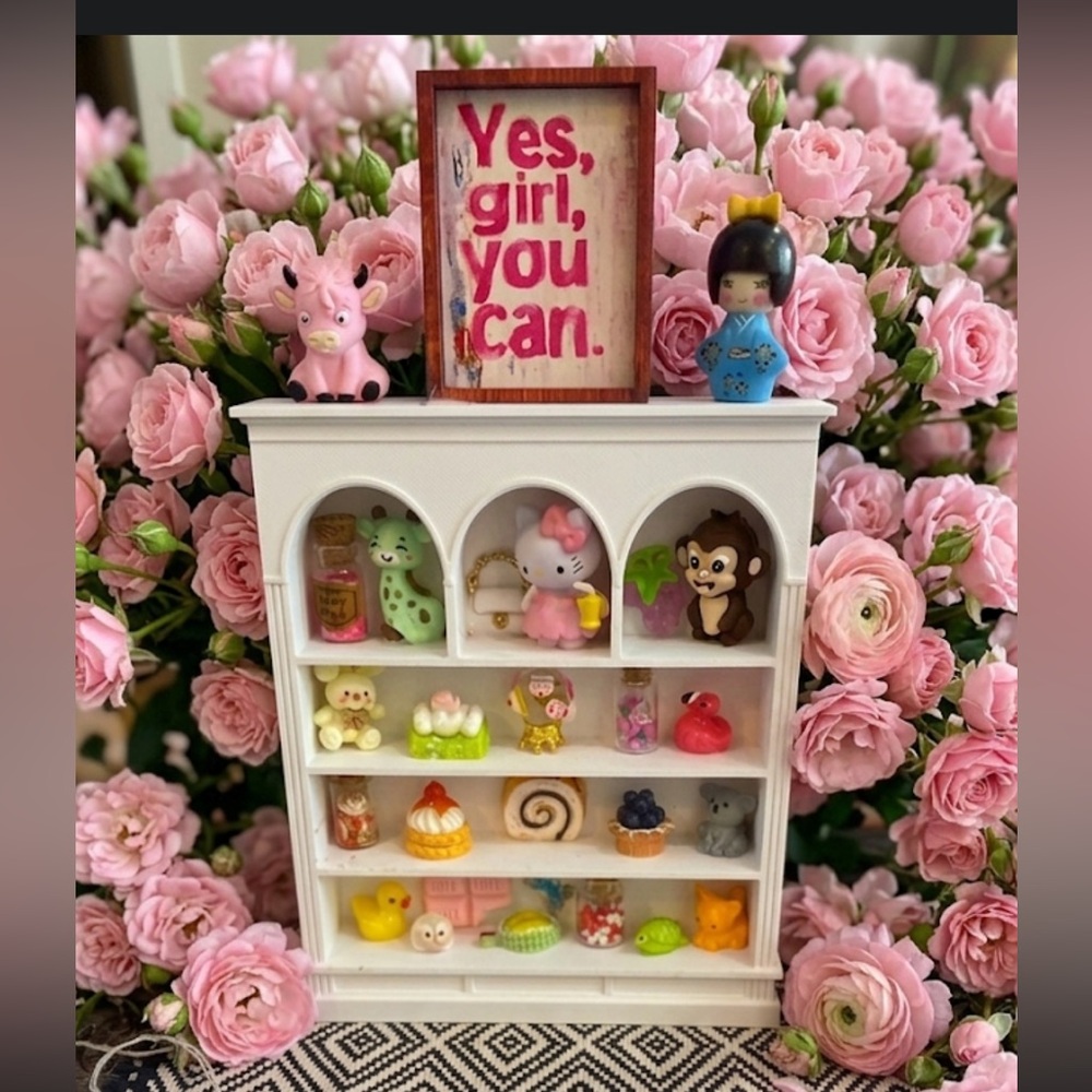 Miniature Cute Collectible Display Shelf with Pastel Figurines